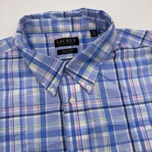 Lauren Ralph‎ Lauren Mens 2XL 18.5 34/35 Stretch Fabric Regular Fit Plaid Shirt